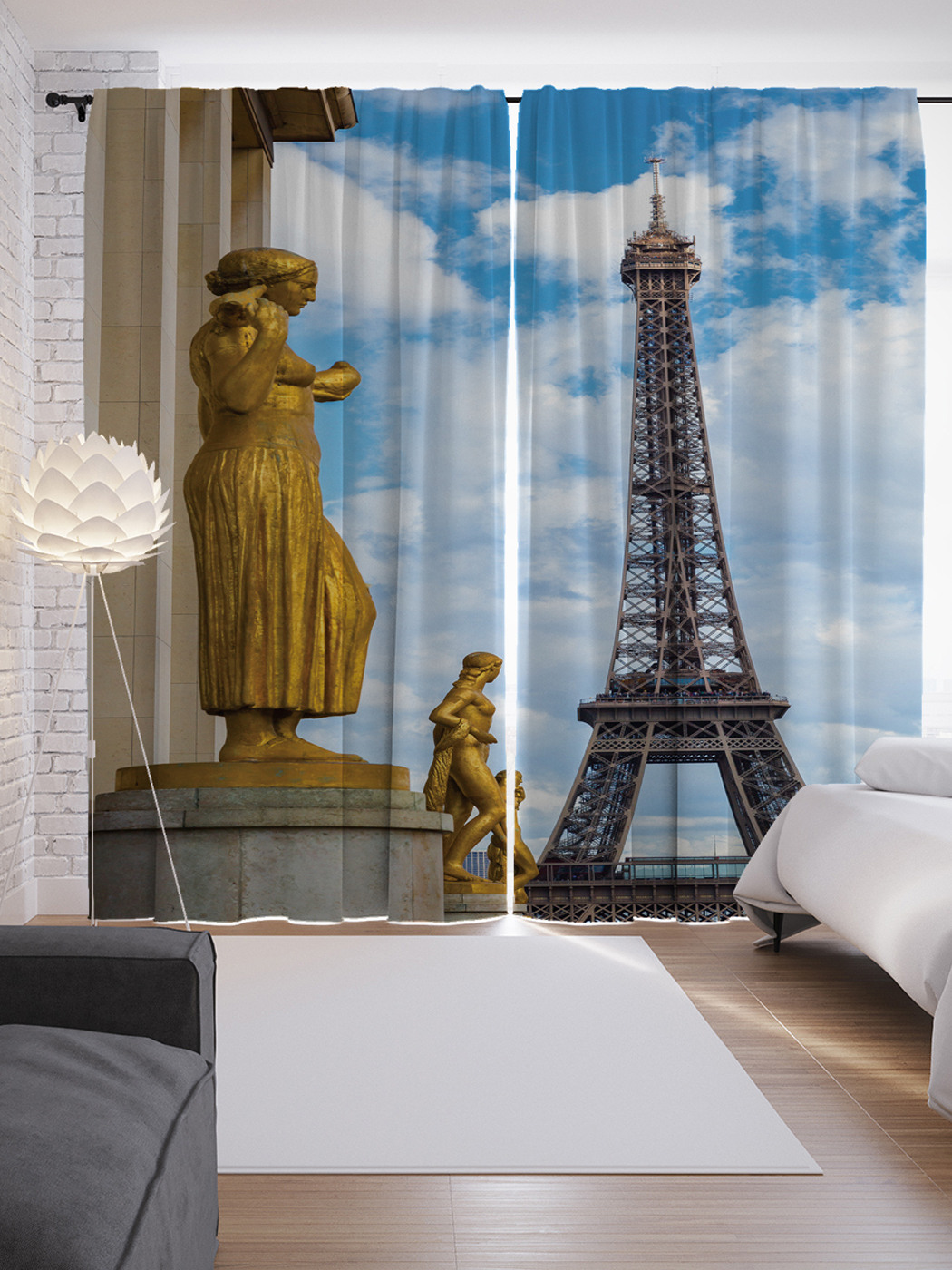 

Шторы с фотопечатью "Парижские статуи" из сатена, 290х265 см