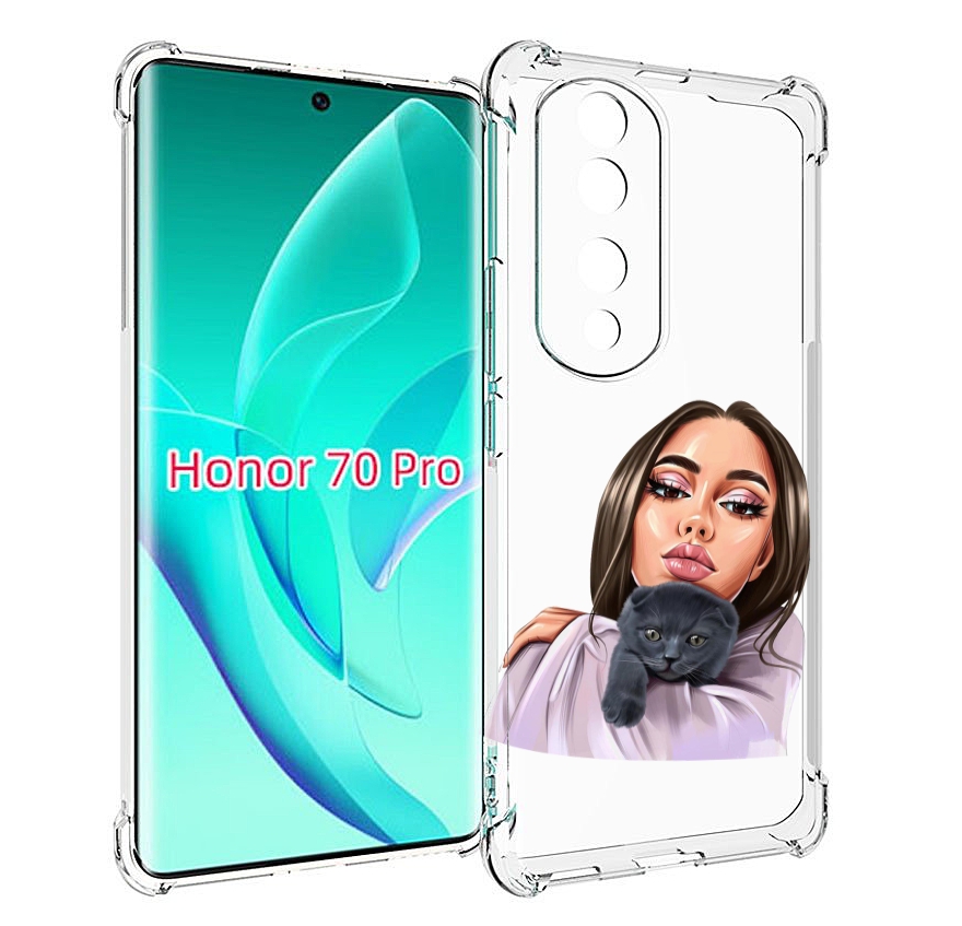 

Чехол MyPads нарисованная-девушка-с-котом женский для Honor 70 Pro / 70 Pro Plus, Прозрачный, Tocco