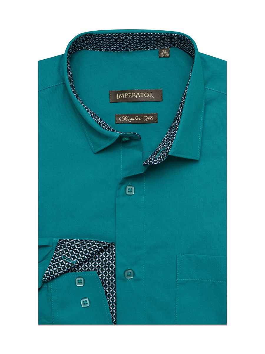 

Рубашка мужская Imperator Grass бирюзовая 39/178-186, Бирюзовый, Grass