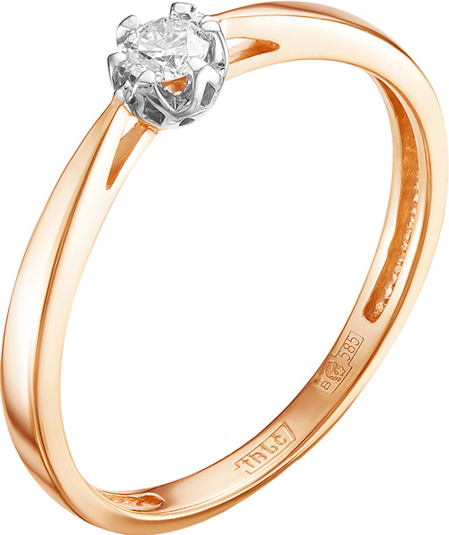 Кольцо из красного золота с бриллиантом р. 15,5 Vesna jewelry 1042-151-00-00