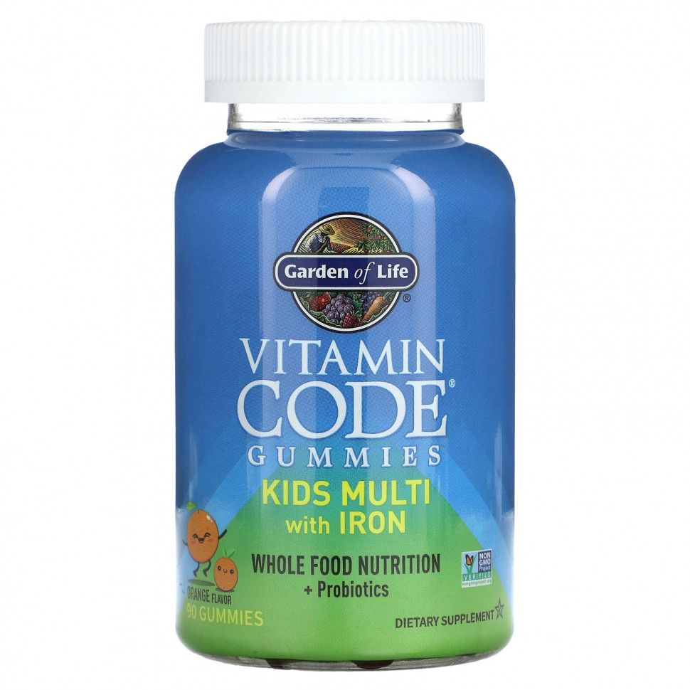 Мультивитамины Garden of Life Vitamin Code для детей с железом вкус апельсина 90 шт 5299₽