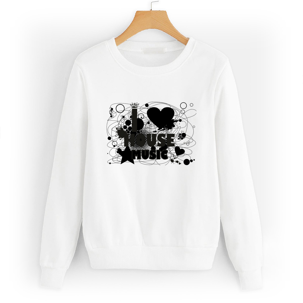 

Свитшот белый CoolPodarok I love house music, W0114715