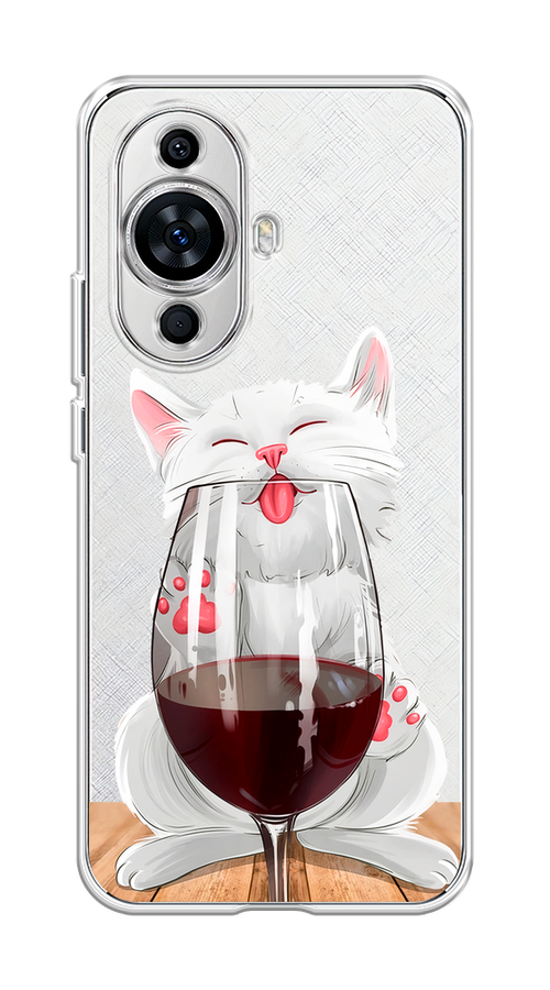 

Чехол на Huawei Nova 11 "Кот с бокалом", Прозрачный;белый;красный, 6121250-1