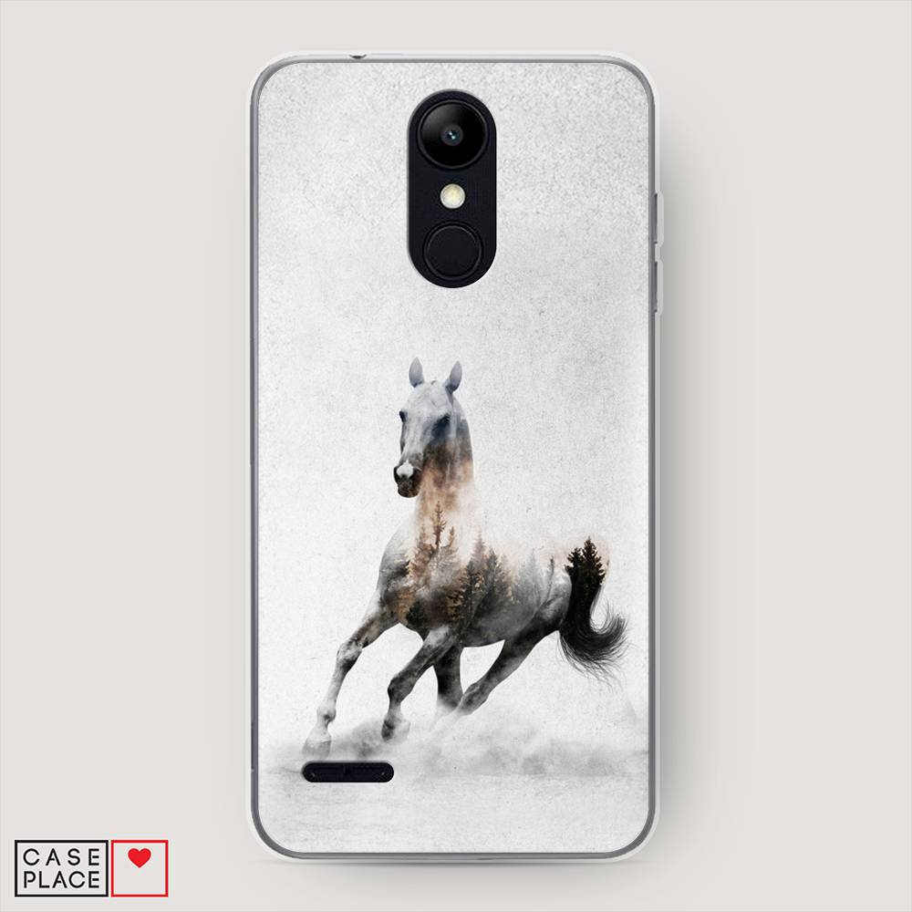 

Чехол Awog на LG K9 (K8 2018) "Лошадь лес", Серый;черный, 83750-2