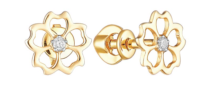 

Серьги из красного золота с фианитом Veronika S132-1992, S132-1992