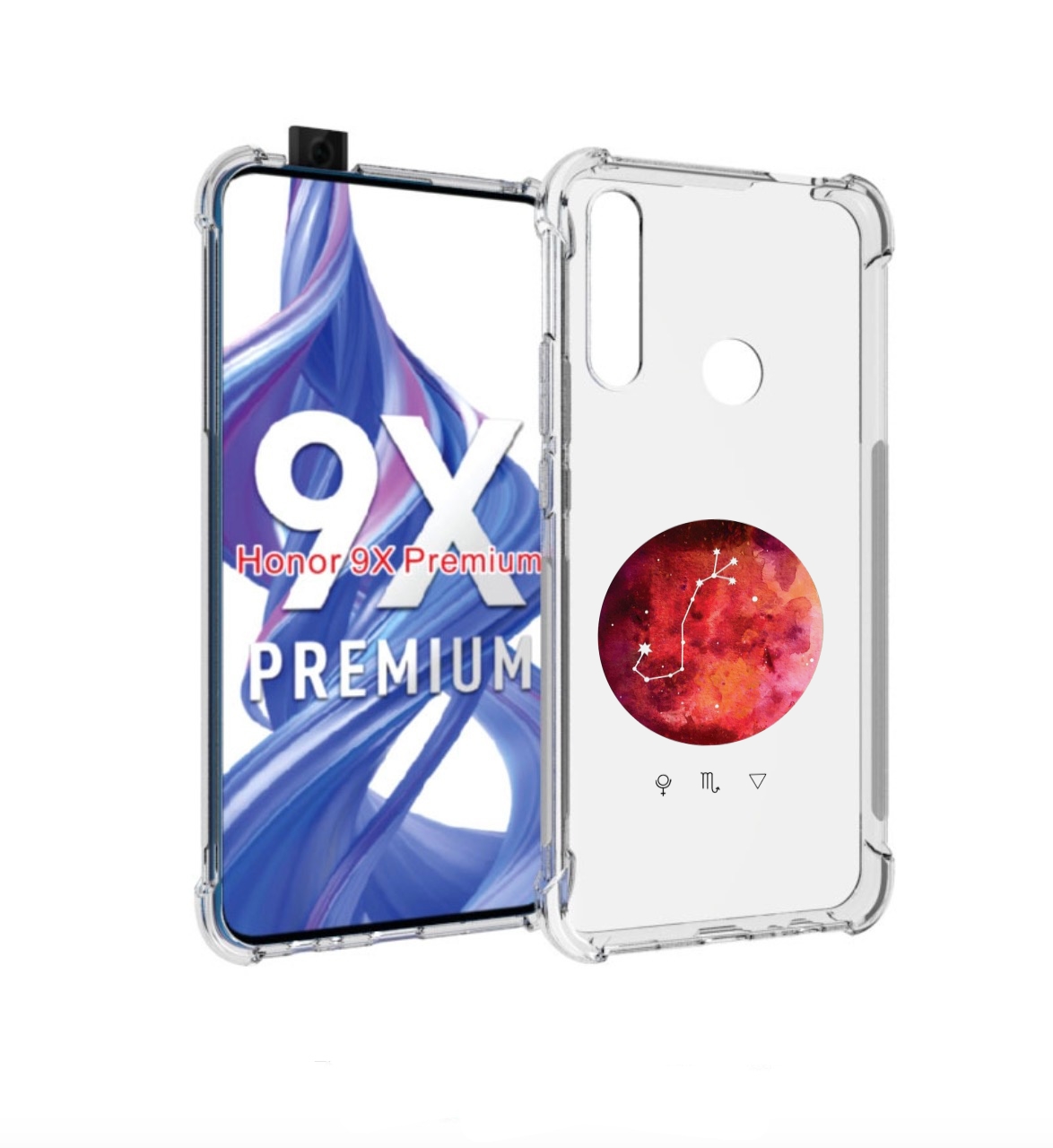 

Чехол бампер MyPads знак зодиака скорпион 6 для Honor 9X (STK-LX, Прозрачный, Tocco
