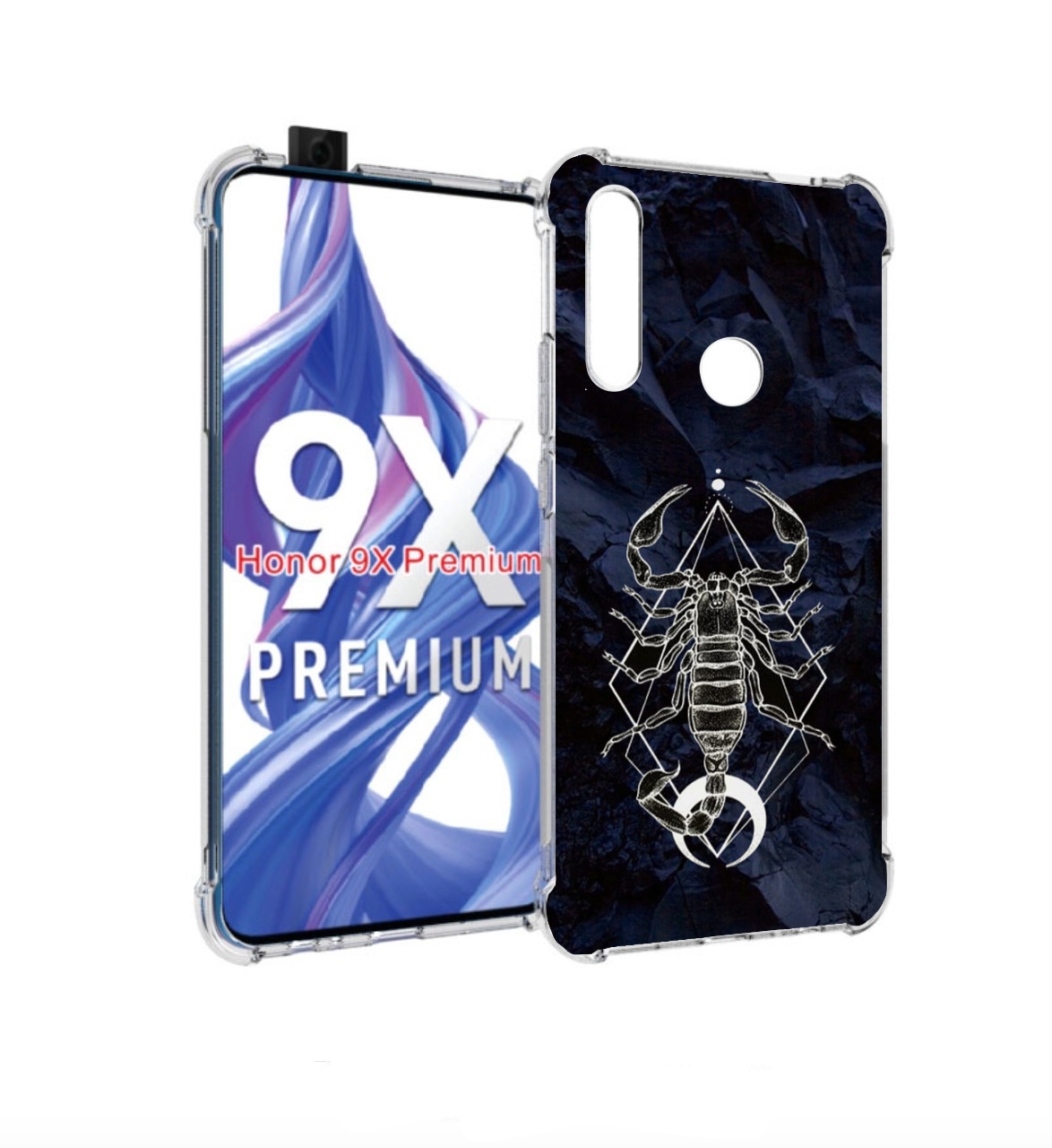 

Чехол бампер MyPads знак зодиака скорпион 3 для Honor 9X (STK-LX, Прозрачный, Tocco
