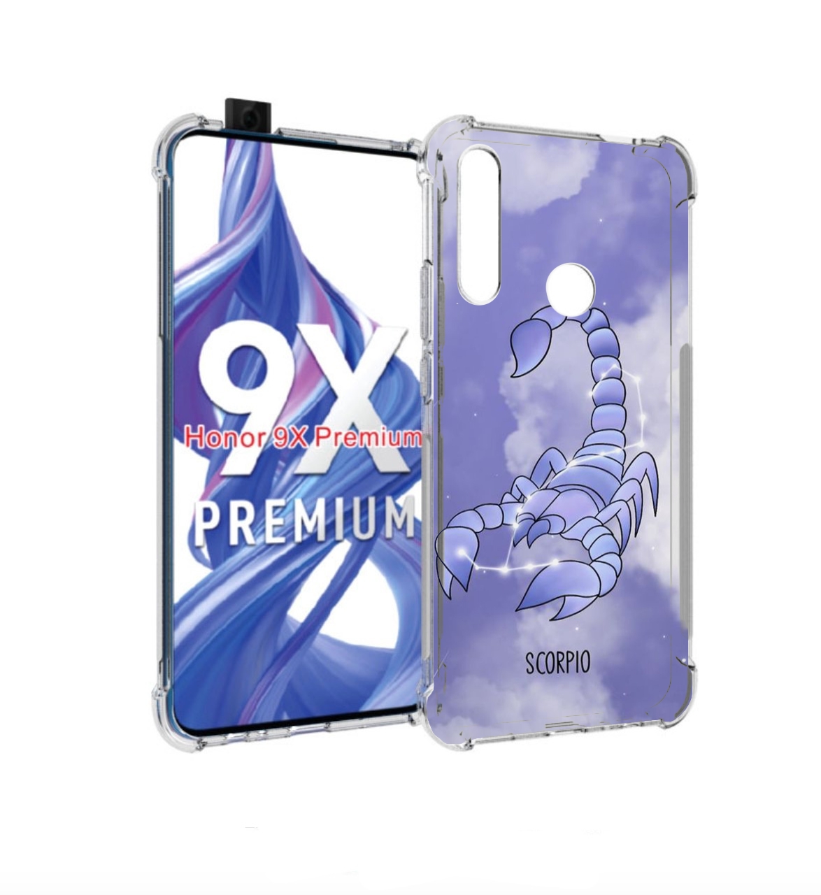 

Чехол бампер MyPads знак зодиака скорпион 2 для Honor 9X (STK-LX, Прозрачный, Tocco