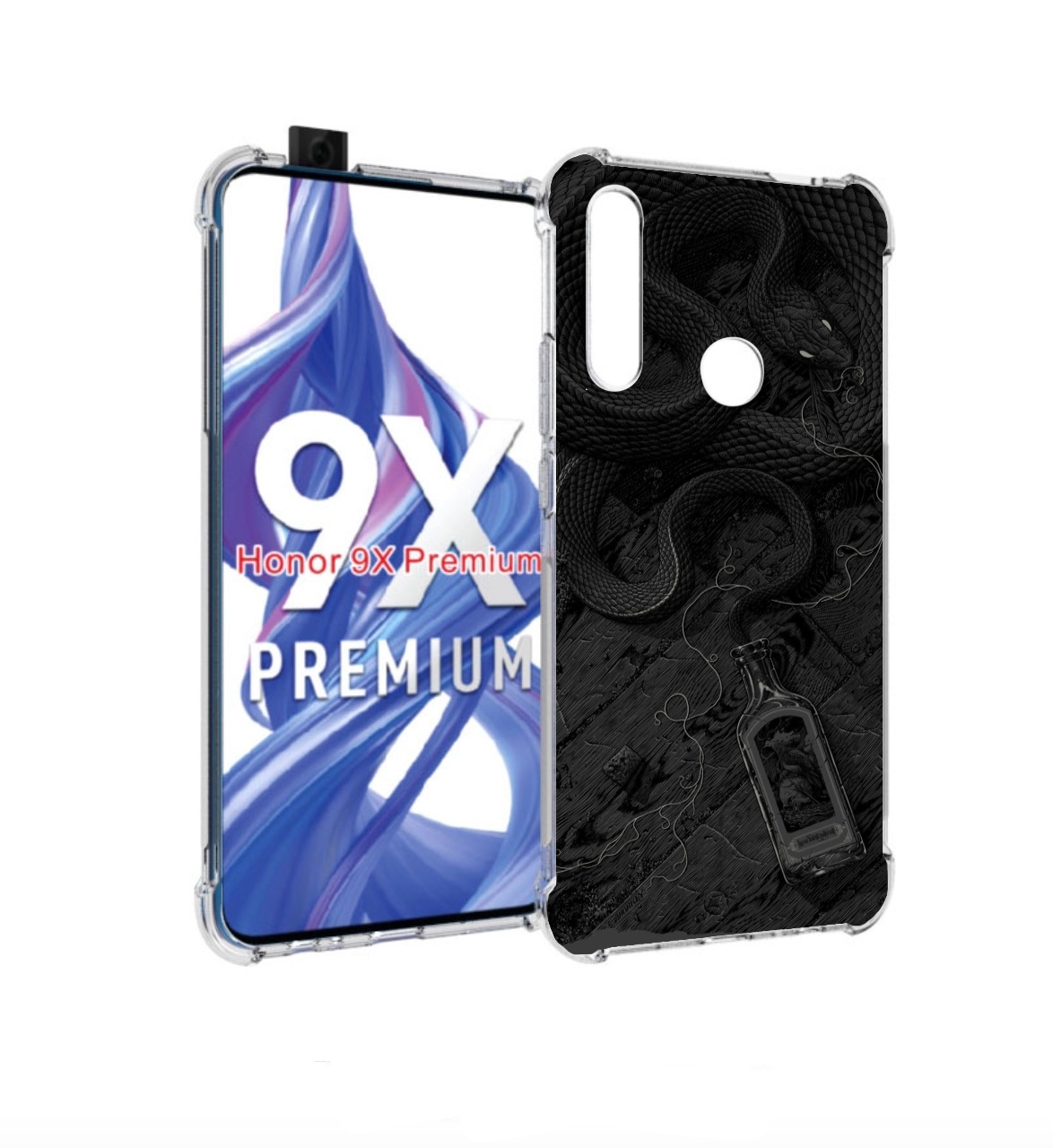 

Чехол бампер MyPads змея с бутылкой для Honor 9X (STK-LX1)/Huawe, Прозрачный, Tocco