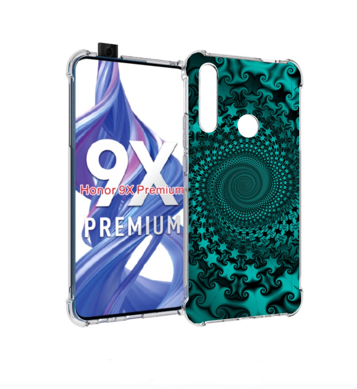 

Чехол бампер MyPads зеленый-гипноз для Honor 9X (STK-LX1)., Прозрачный, Tocco
