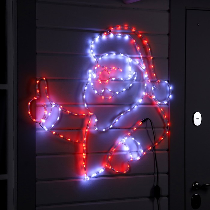 

Светодиодная фигура «Дед Мороз», 89 x 77 см, дюралайт, 180 LED, 220 В, свечение красное/бе