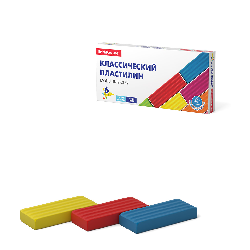 

Классический пластилин ErichKrause Basic 6 цветов, 96г, Разноцветный