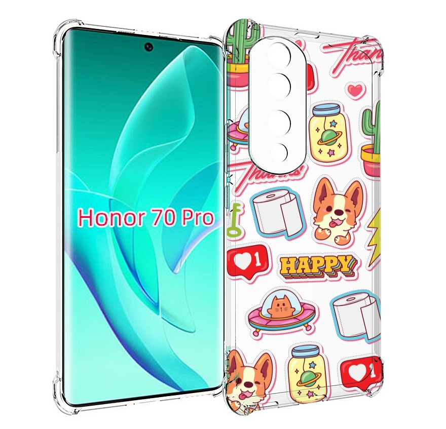 

Чехол MyPads милые-стикеры-корги для Honor 70 Pro / 70 Pro Plus, Прозрачный, Tocco