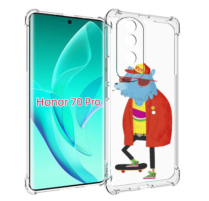

Чехол MyPads медведь на скейте для Honor 70 Pro / 70 Pro Plus, Прозрачный, Tocco