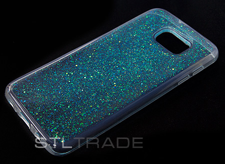 

Силиконовый чехол с блестками для Samsung Galaxy S7edge бирюзовый в тех.уп.