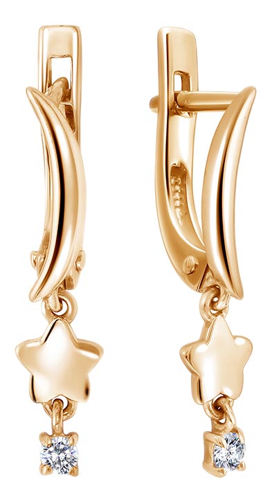 

Серьги из красного золота с фианитом Veronika S132-1534, S132-1534