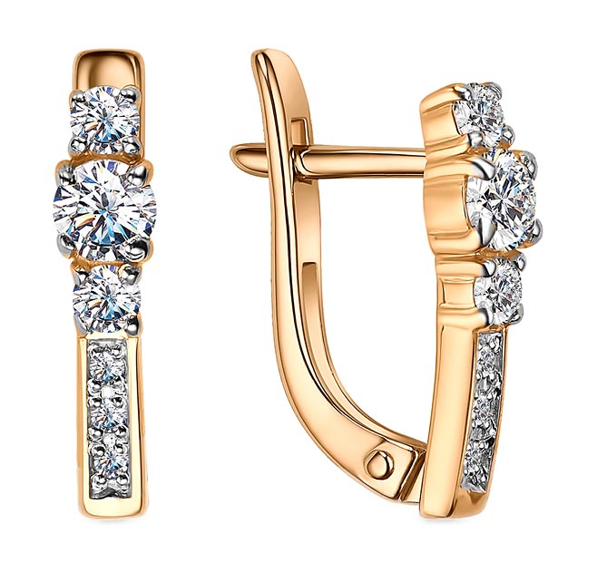 

Серьги из красного золота с фианитом Veronika S132-1415, S132-1415