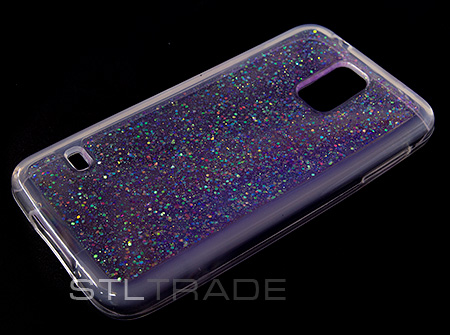 

Силиконовый чехол с блестками для Samsung Galaxy S5 фиолетовый в тех.уп.