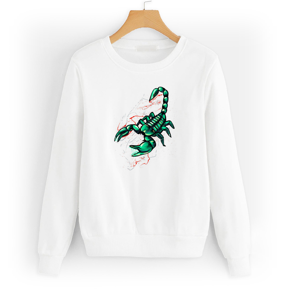 

Свитшот белый CoolPodarok Зелёный скорпион, 2W015665