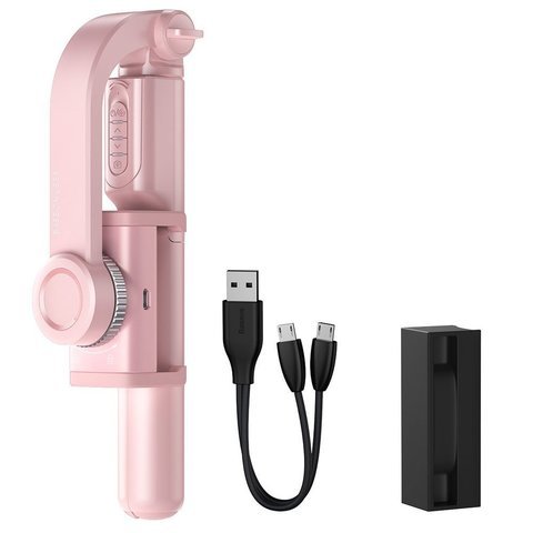 фото Трипод baseus lovely uniaxial bluetooth folding stand selfie stabilizer pink