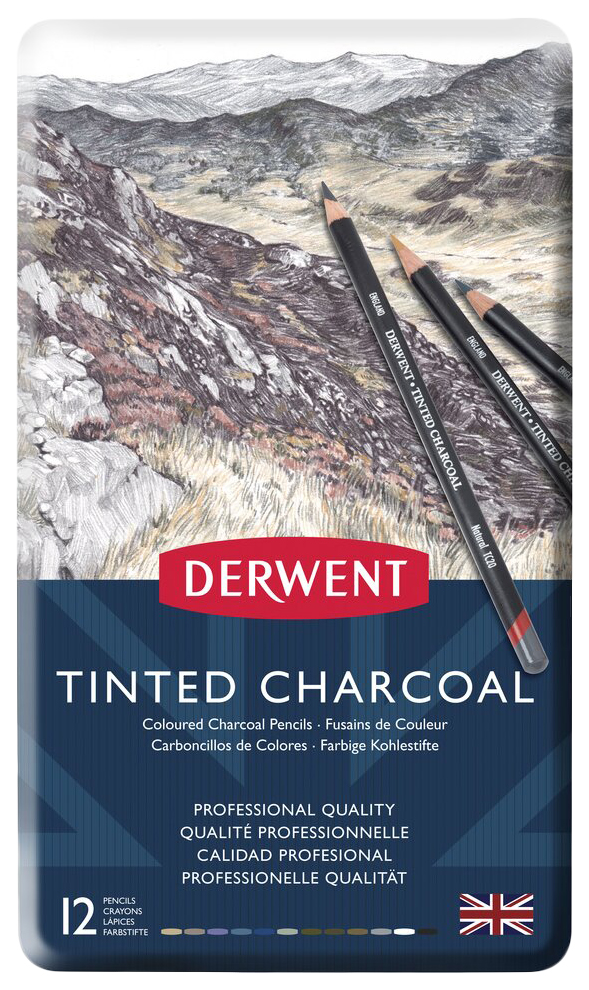 фото Набор угольных карандашей tinted charcoal, 12 штук derwent