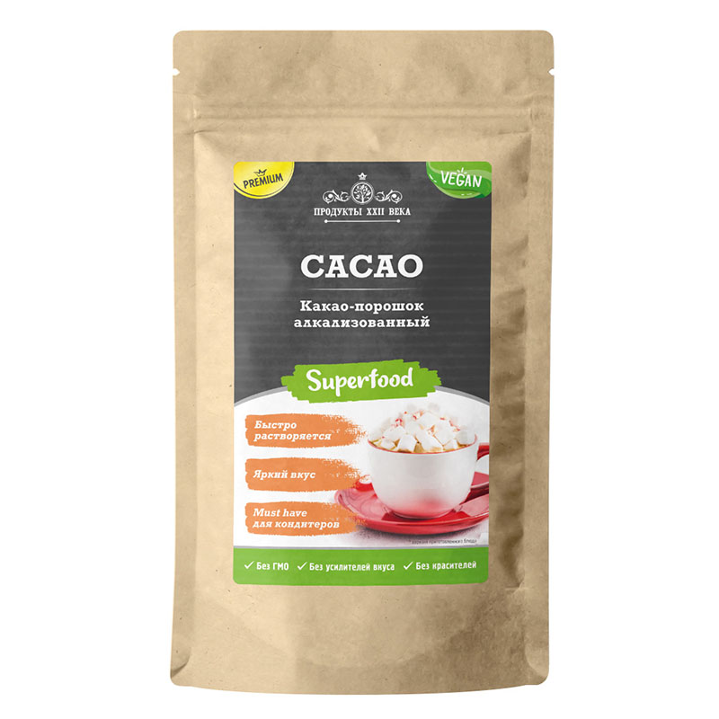 фото Какао продукты xxii века cacao, порошок алкализованный 100г