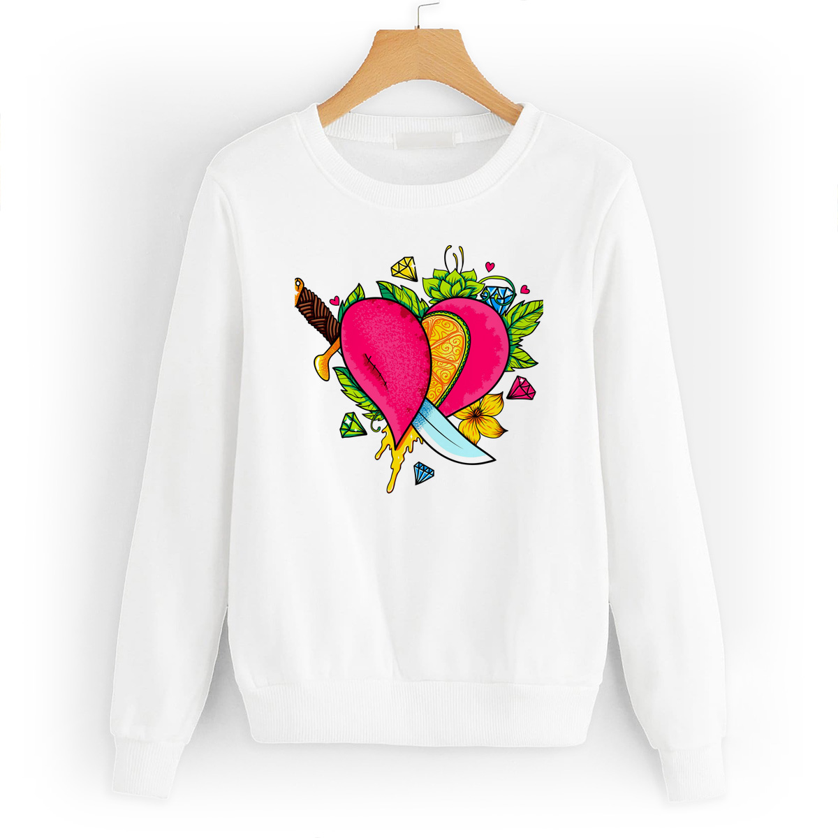 

Свитшот белый CoolPodarok Иллюстрация. Сердце с ножем, W0151379