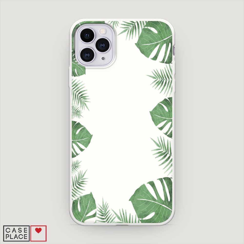 

Матовый силиконовый чехол "Листья папоротника рамка" на Apple iPhone 11 Pro, 12357-1