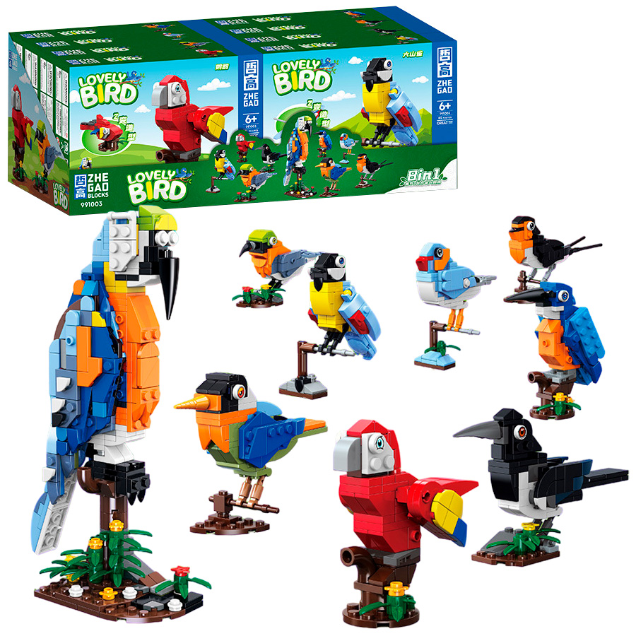 

Конструктор Zhe Gao 991003 Птицы 8 в 1 Lovely Bird 676 деталей