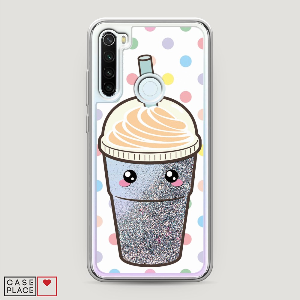 фото Жидкий чехол с блестками "милый стакан" на xiaomi redmi note 8t awog
