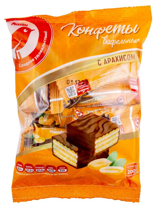 Конфеты АШАН Красная птица вафельные с арахисом 200 г 160₽