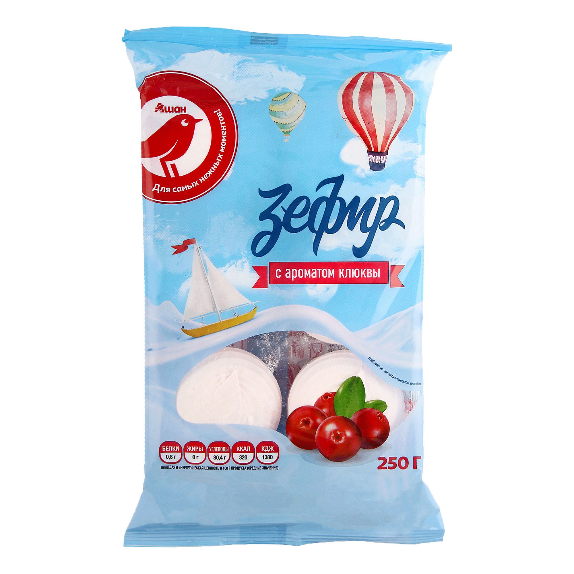 Зефир АШАН Красная птица с ароматом клюквы, 250 г