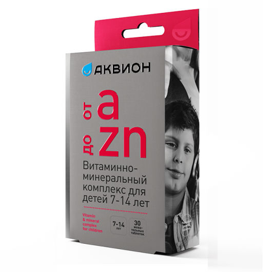 

Витаминно-минеральный комплекс для детей 7-14 лет Аквион от А до Zn таблетки 30 шт.