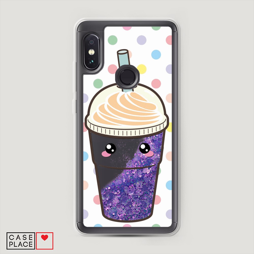 фото Жидкий чехол с блестками "милый стакан" на xiaomi redmi note 5 awog