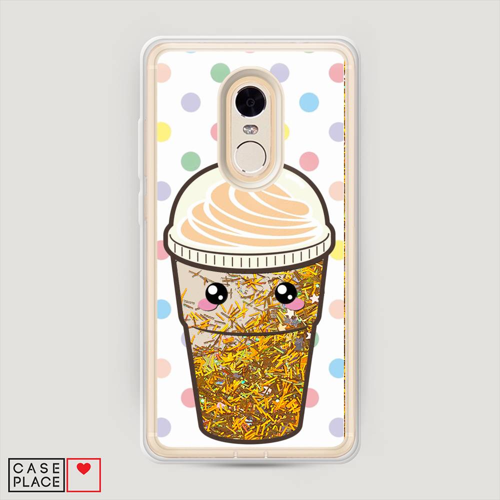 фото Жидкий чехол с блестками "милый стакан" на xiaomi redmi note 4x awog