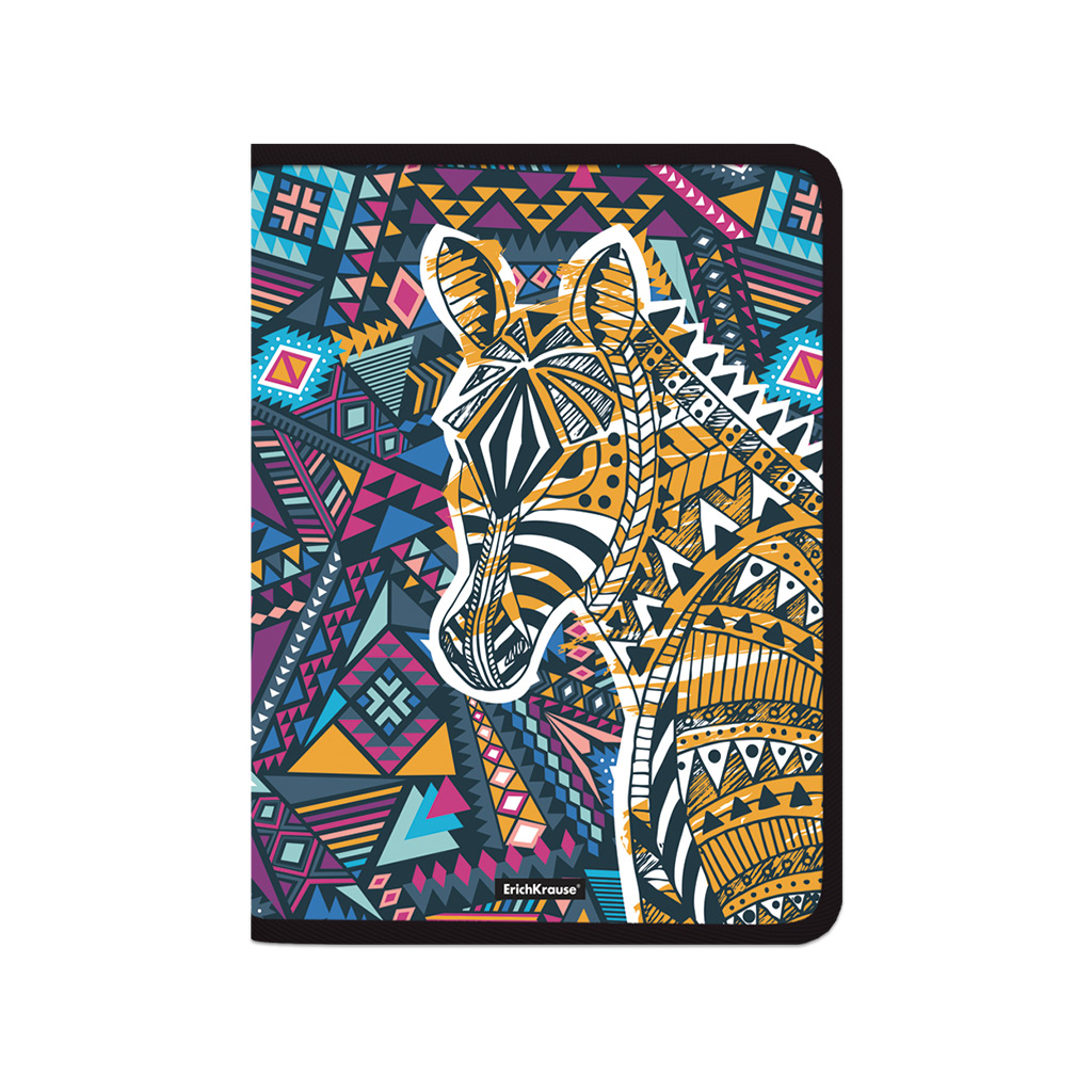 

Папка для тетрадей на молнии пластиковая ErichKrause Ethno Zebra, А4+