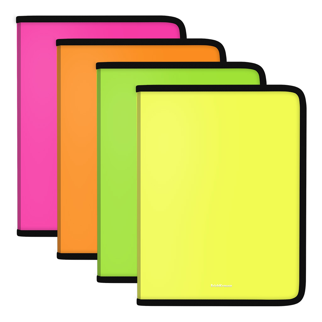 

Папка для тетрадей на молнии пластиковая ErichKrause Diagonal Neon, A5+
