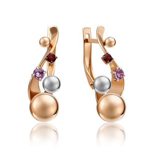 

Серьги из комбинированного золота с аметистом PLATINA jewelry 02-4771-00-257-1111-75, 02-4771-00-257-1111-75