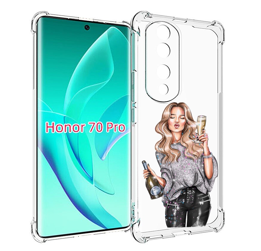 

Чехол MyPads красивая-любительница-шампанского женский для Honor 70 Pro / 70 Pro Plus, Прозрачный, Tocco