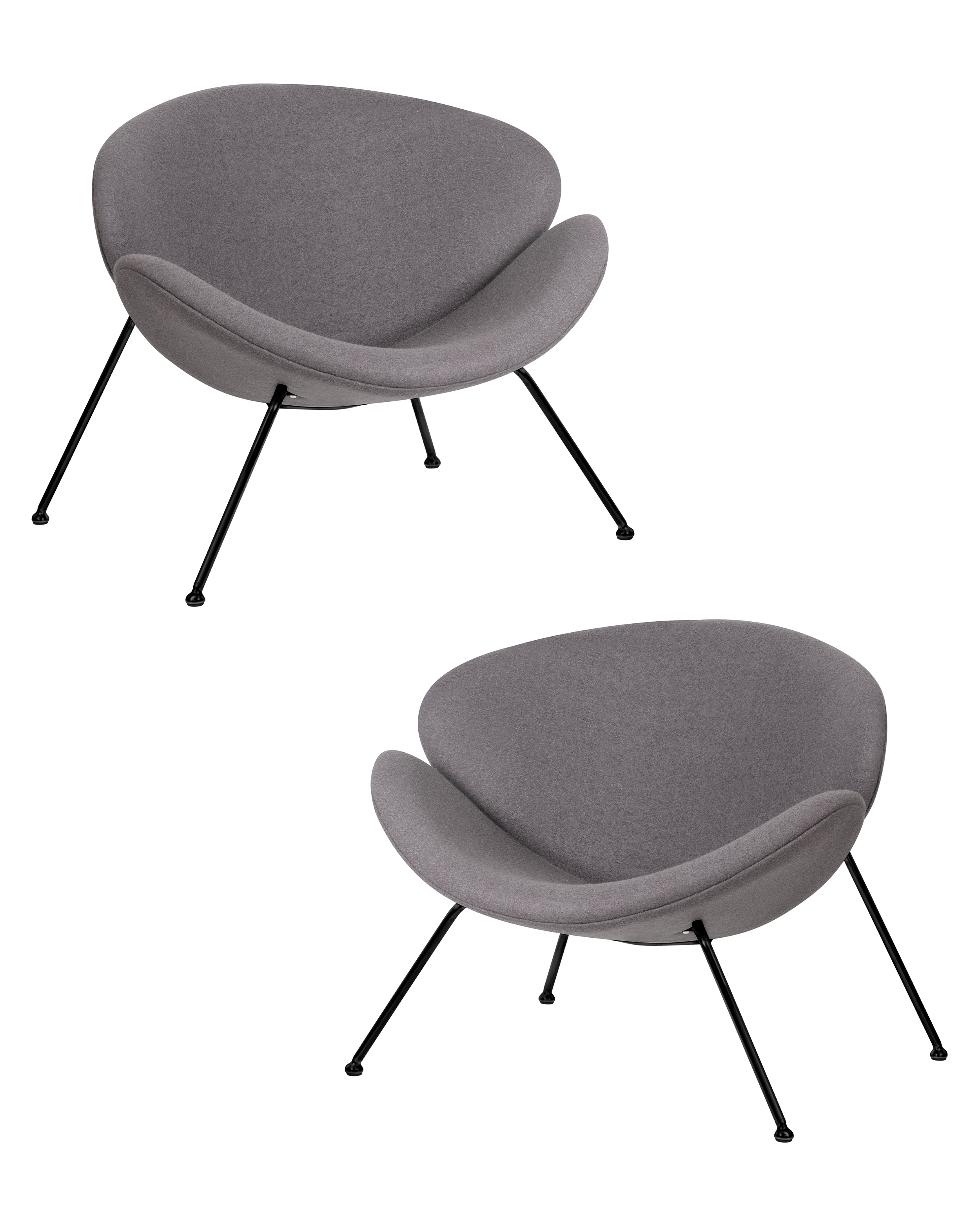 Кресло DOBRIN EMILY 2 шт серая ткань AF7, черное основание