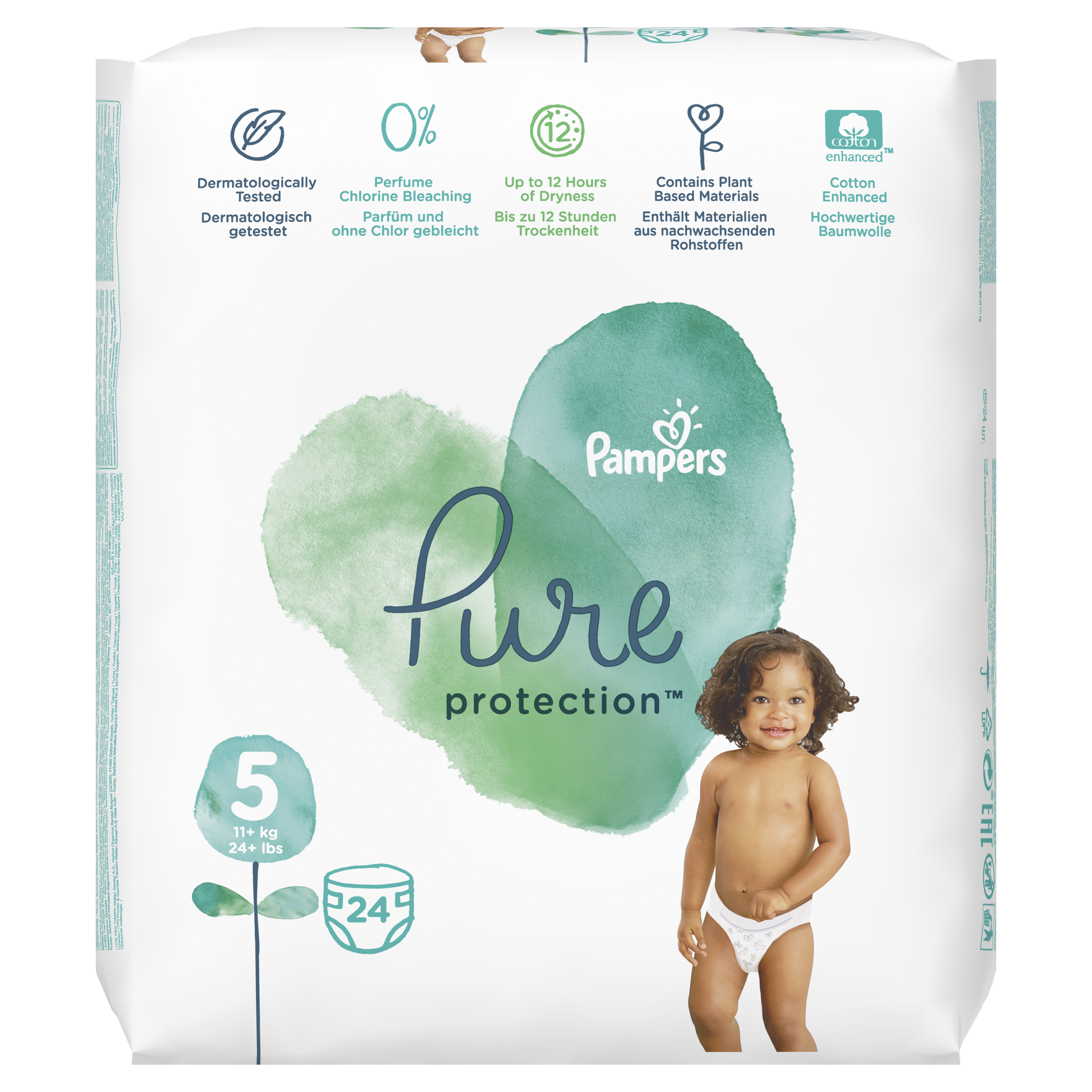 

Подгузники Pampers Pure Protection 11+ кг, размер 5, 24 шт.