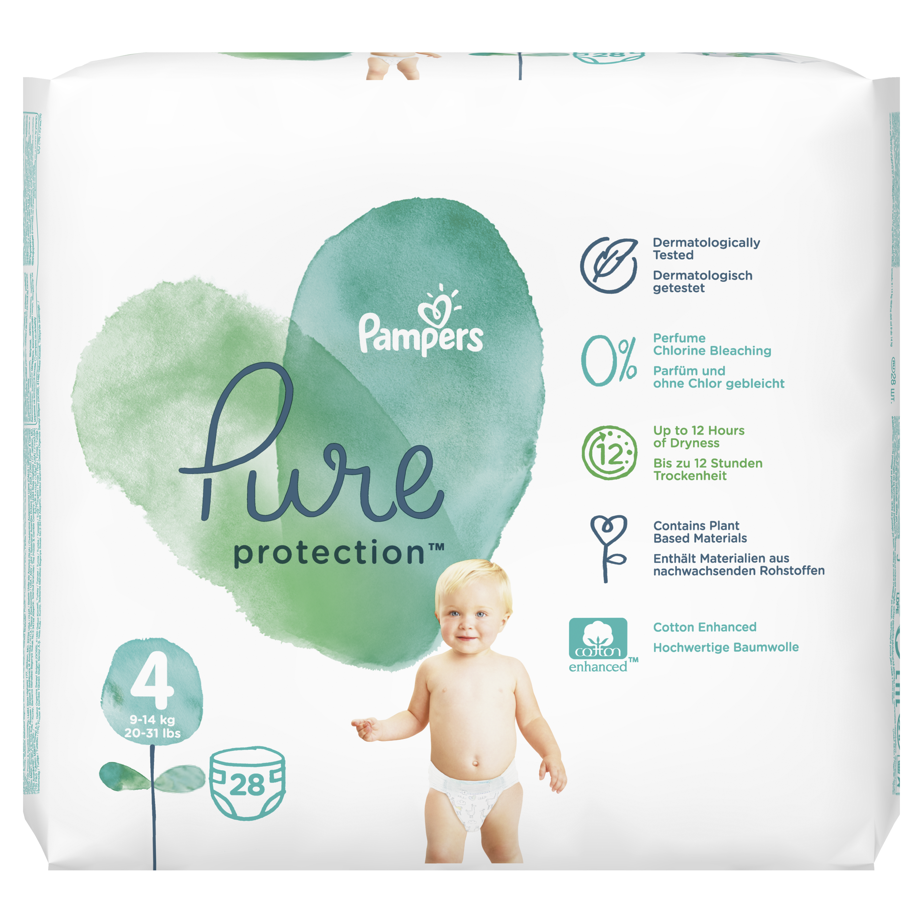

Подгузники Pampers Pure Protection 9-14 кг, размер 4, 28 шт.