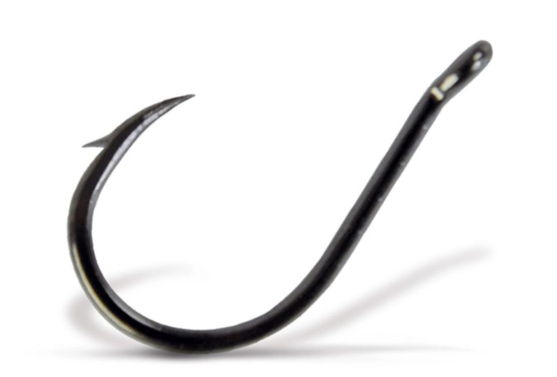 

Одинарные крючки VMC Curve Shank №1 BN, с колечком, с бородкой, загнутое острие, Черный, Carp 7102