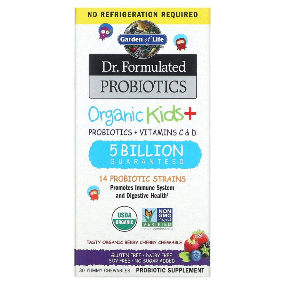 Пробиотики Garden of Life DrFormated Probiotics детские ягоды и вишня 30шт 4748₽