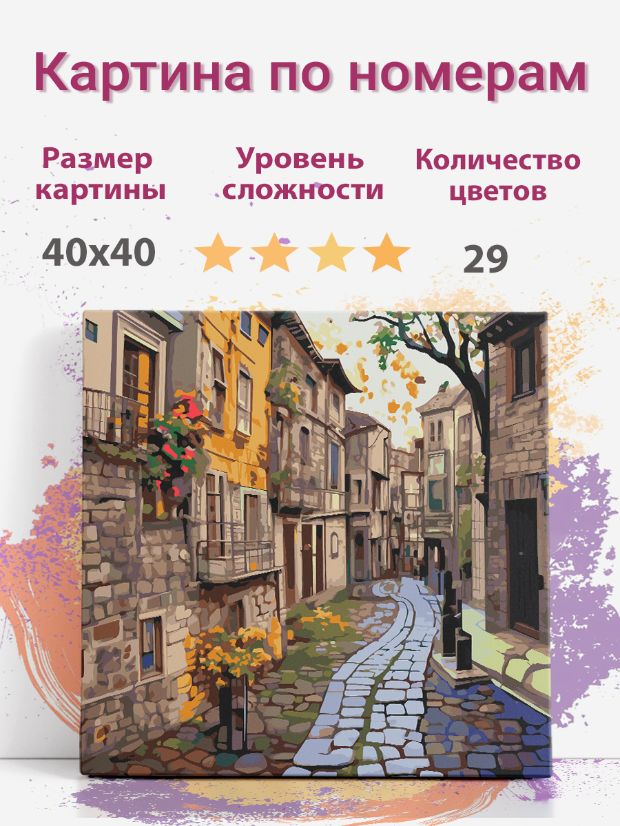 

Картина по номерам Раскрасим сами улица холст на подрамнике 40х40 см, улица