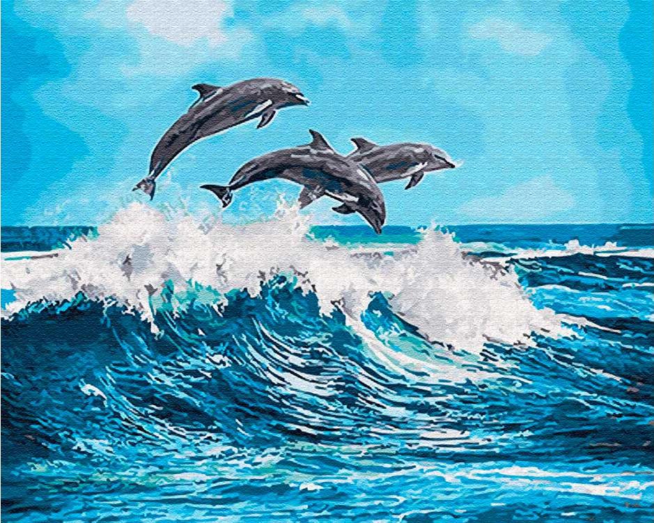 

Картина по номерам Paintboy Дельфины, 40x50 см, Дельфины