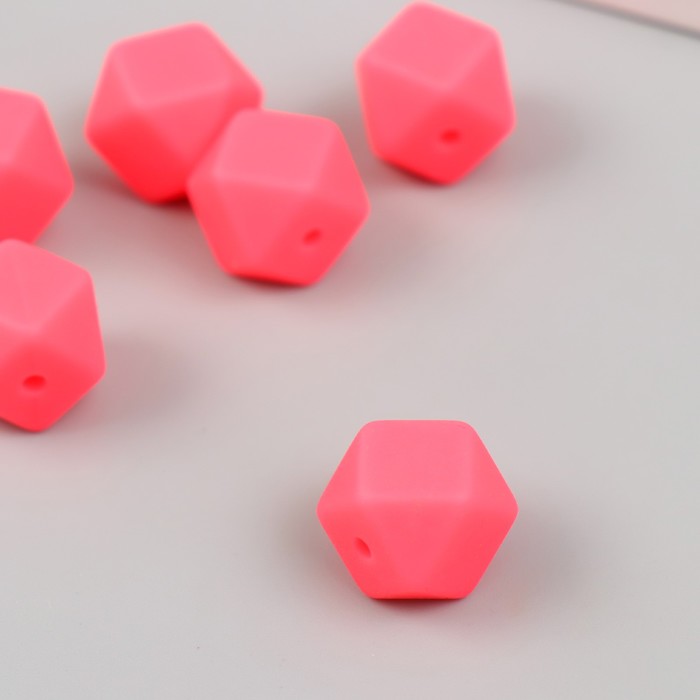

Бусина силикон Многогранник ярко-розовая d=1,4 см (6 шт.), Розовый
