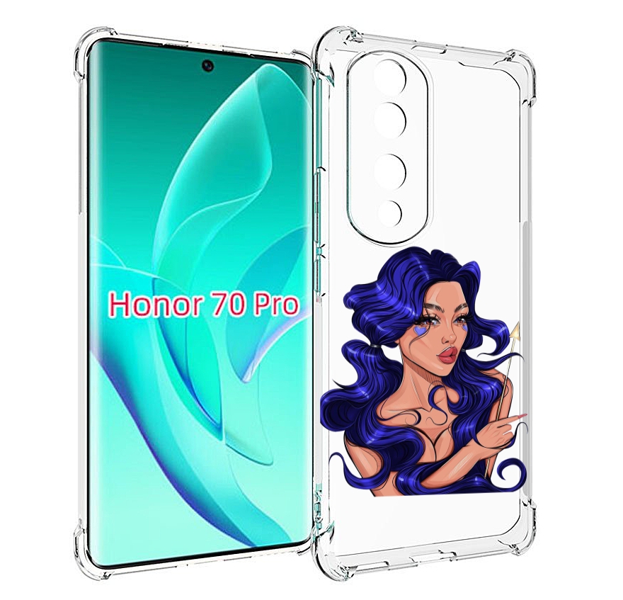 

Чехол MyPads красивая-девушка-с-синими-волосами женский для Honor 70 Pro / 70 Pro Plus, Прозрачный, Tocco