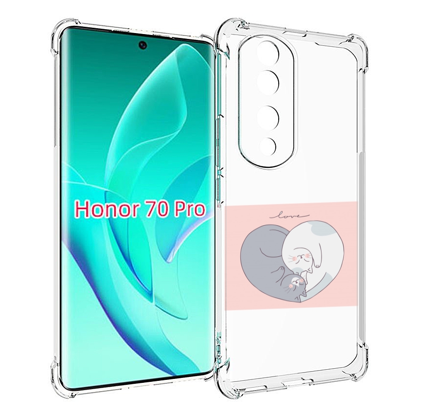 

Чехол MyPads котики-в-форме-сердца для Honor 70 Pro / 70 Pro Plus, Прозрачный, Tocco