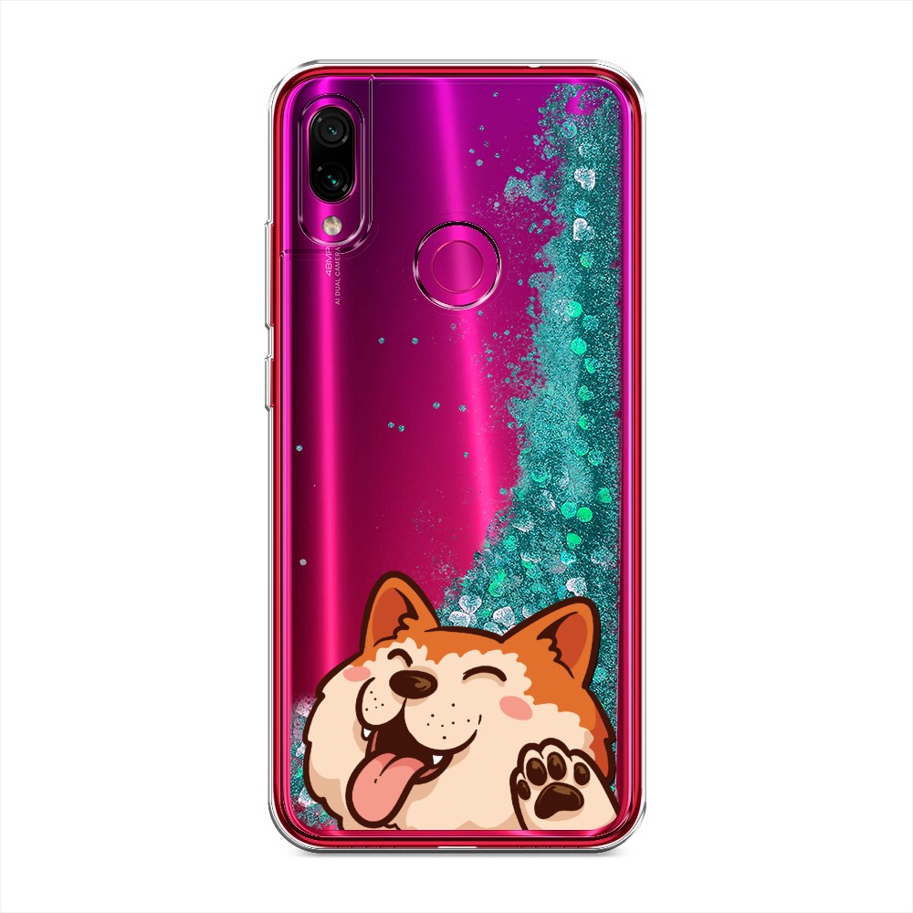 

Жидкий чехол с блестками "Акита-ину машет" на Xiaomi Redmi Note 7, 34795-1